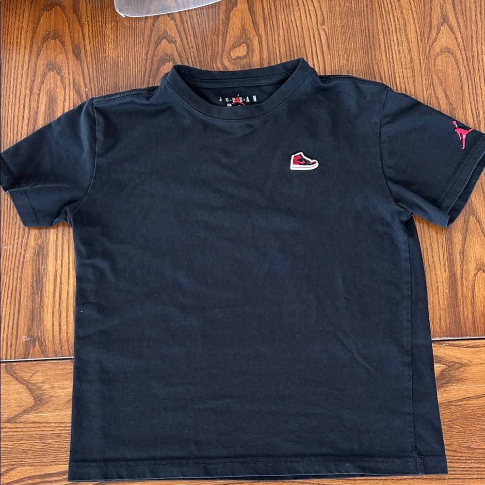 Jordan Kids Black Tee with Red Logo